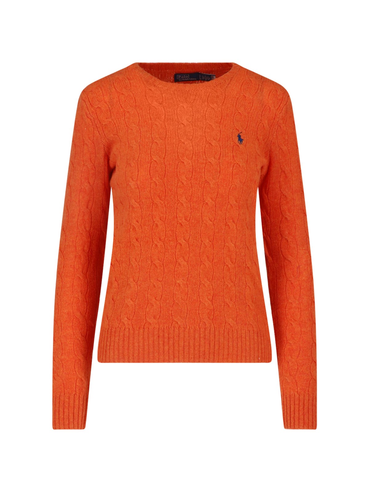 Polo Ralph Lauren Wool-Cashmere Cable Knit Sweater — Orange
