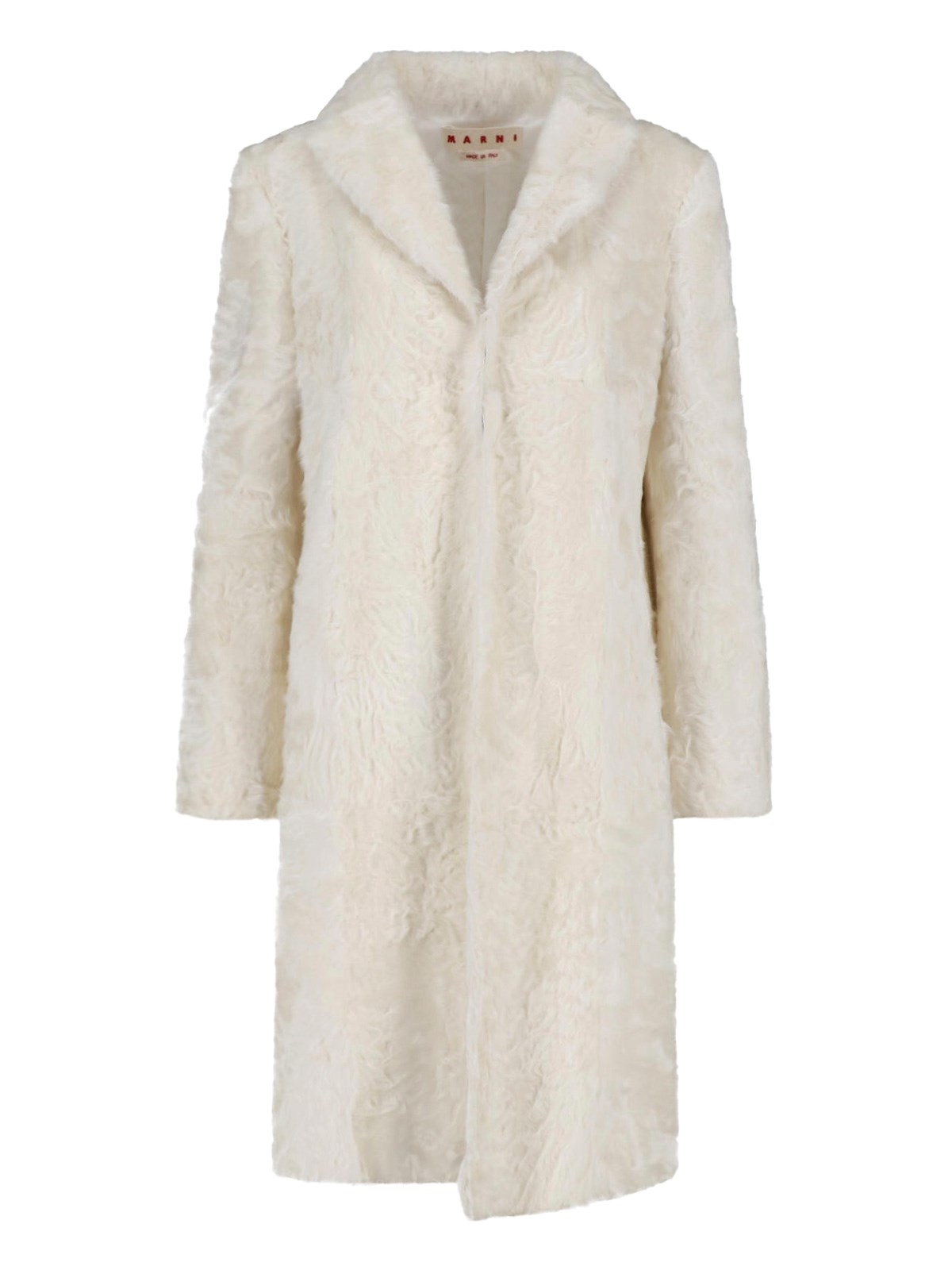 Marni Donna Bianco Cappotto In Shearling