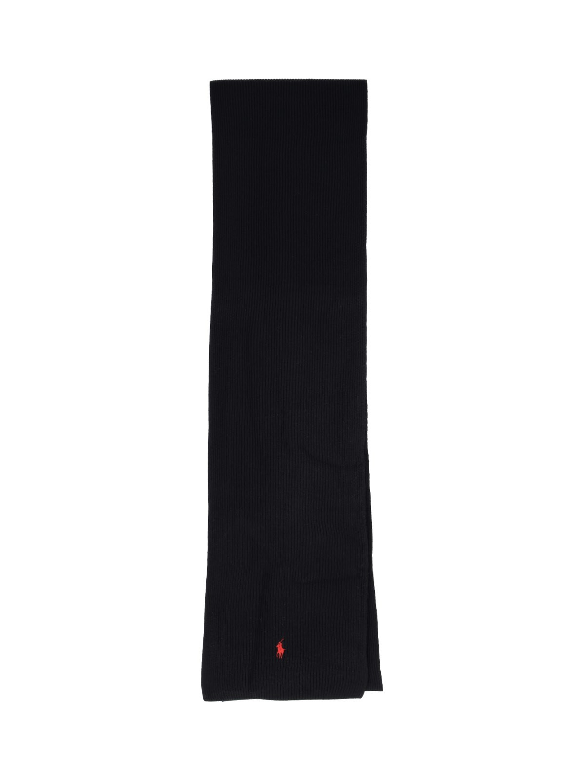 Ralph Lauren Wool Scarf in Black with Embroidered Signature Pony Detail - Image 2