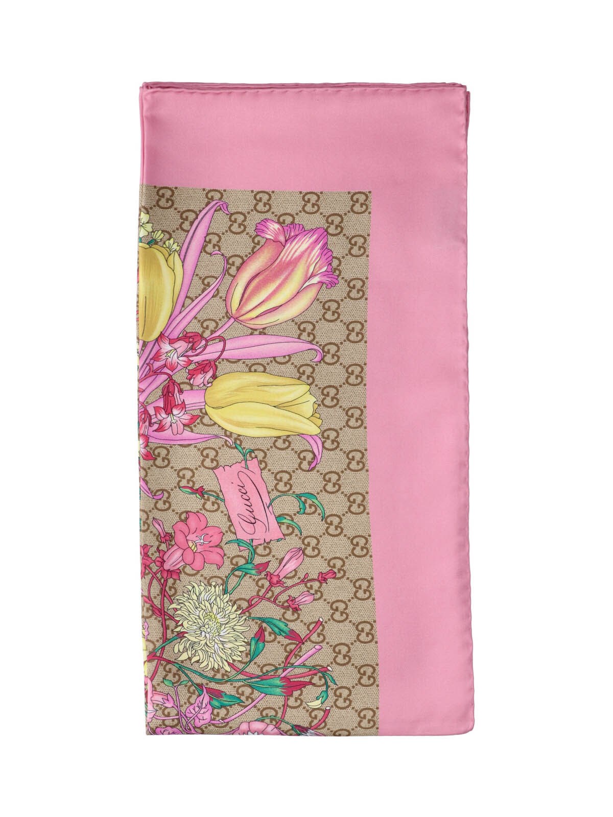 GG print silk twill square scarf