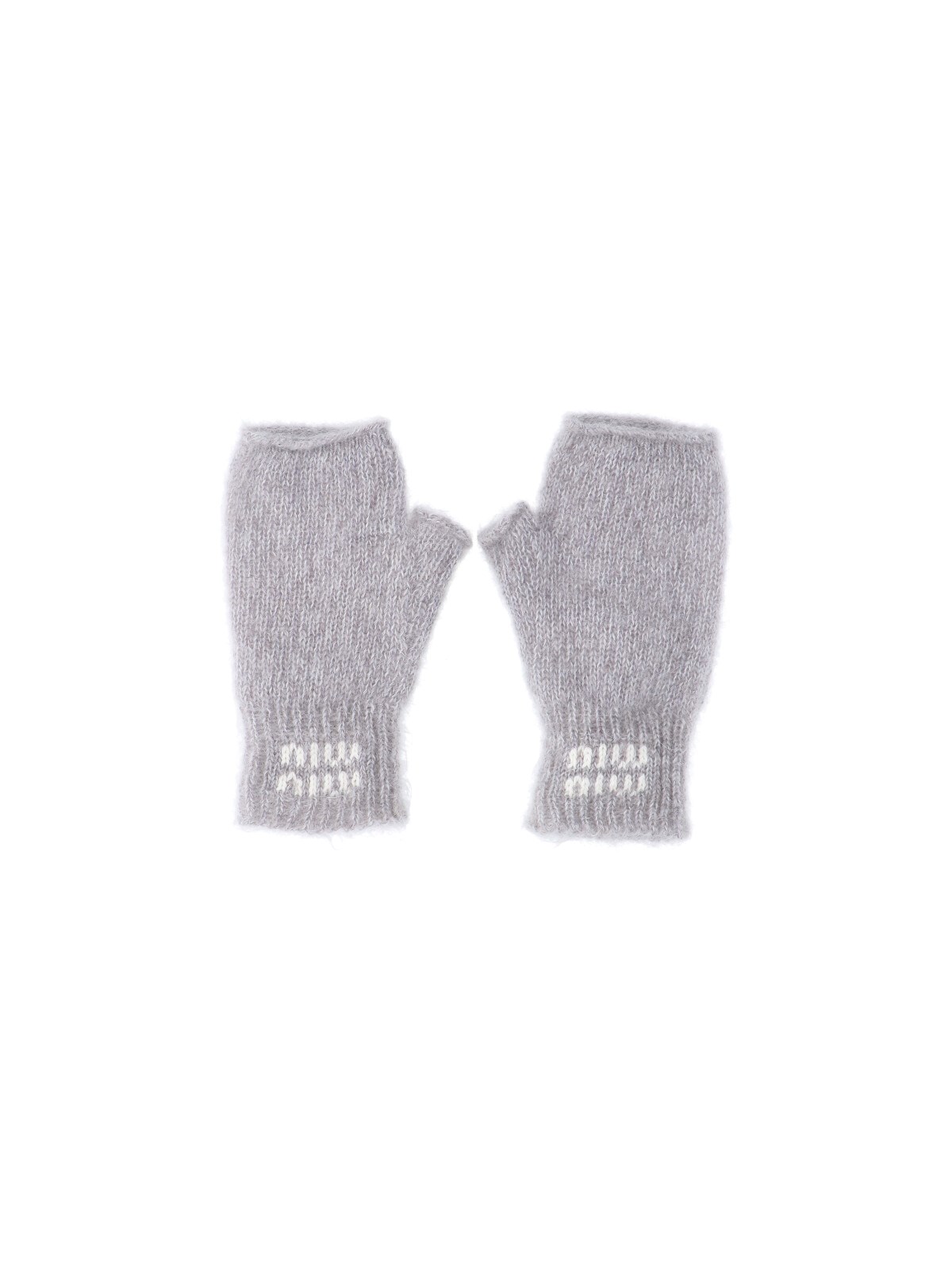 Miu Miu Mohair Blend Gloves In Gray