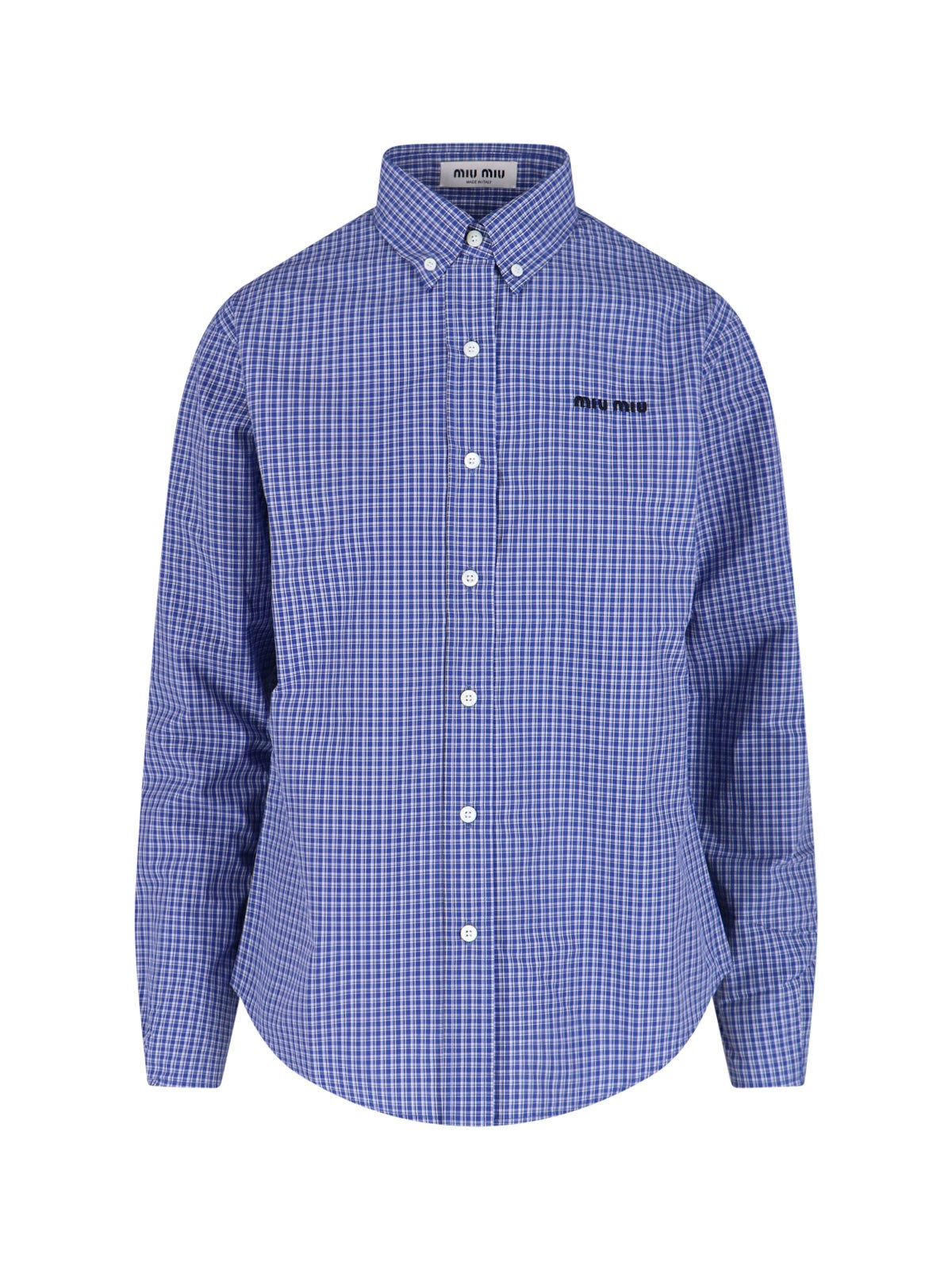 Miu Miu Women's Light Blue Checked Shirt