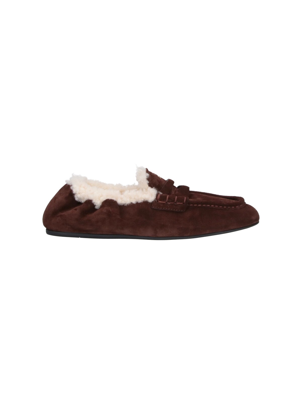 Miu Miu Women's Brown Suede And Shearling Loafers