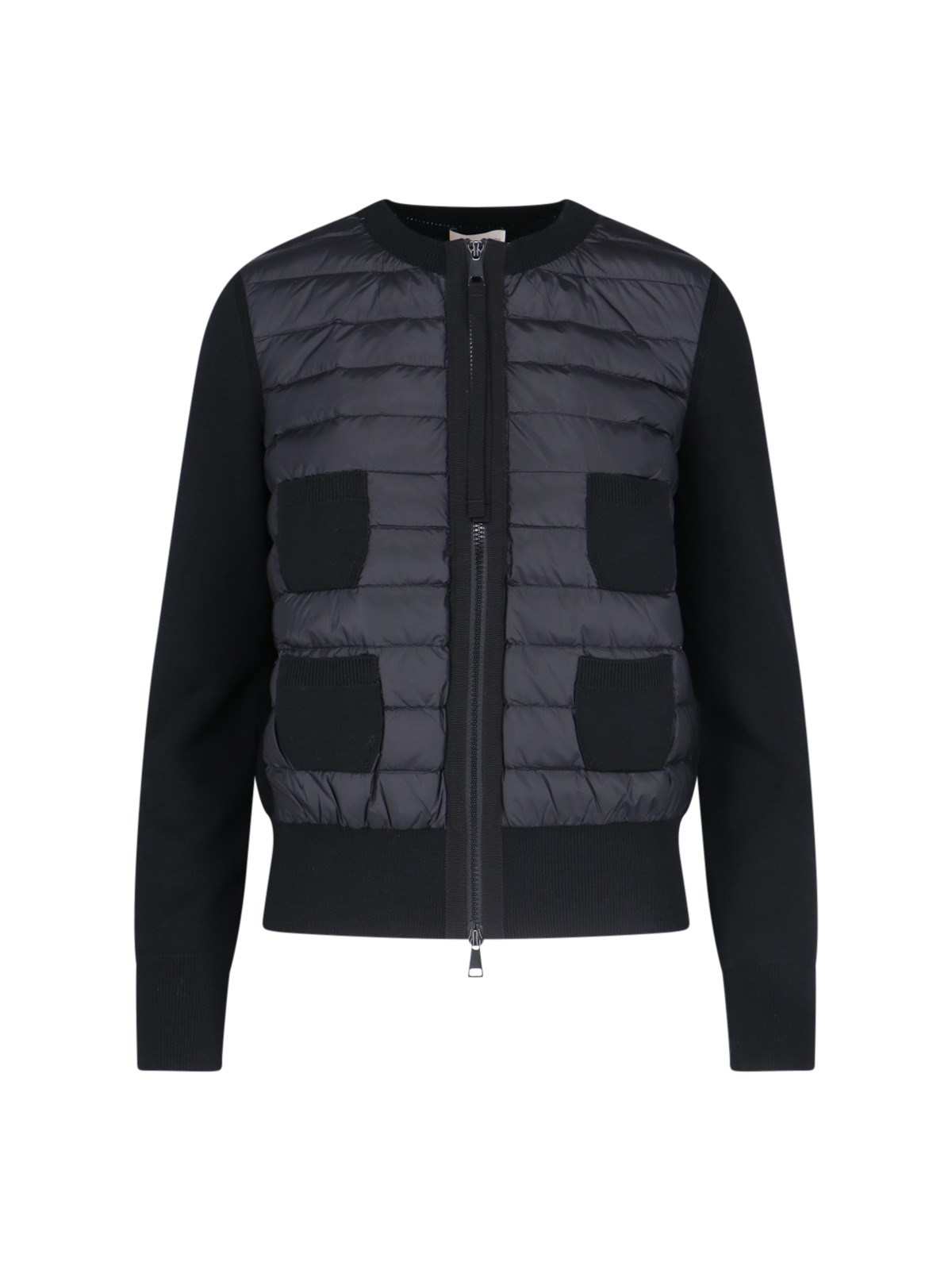 Moncler Black Padded Cardigan With Logo Patch - Female - Down Jackets - Black - L - Jackets - Image 4
