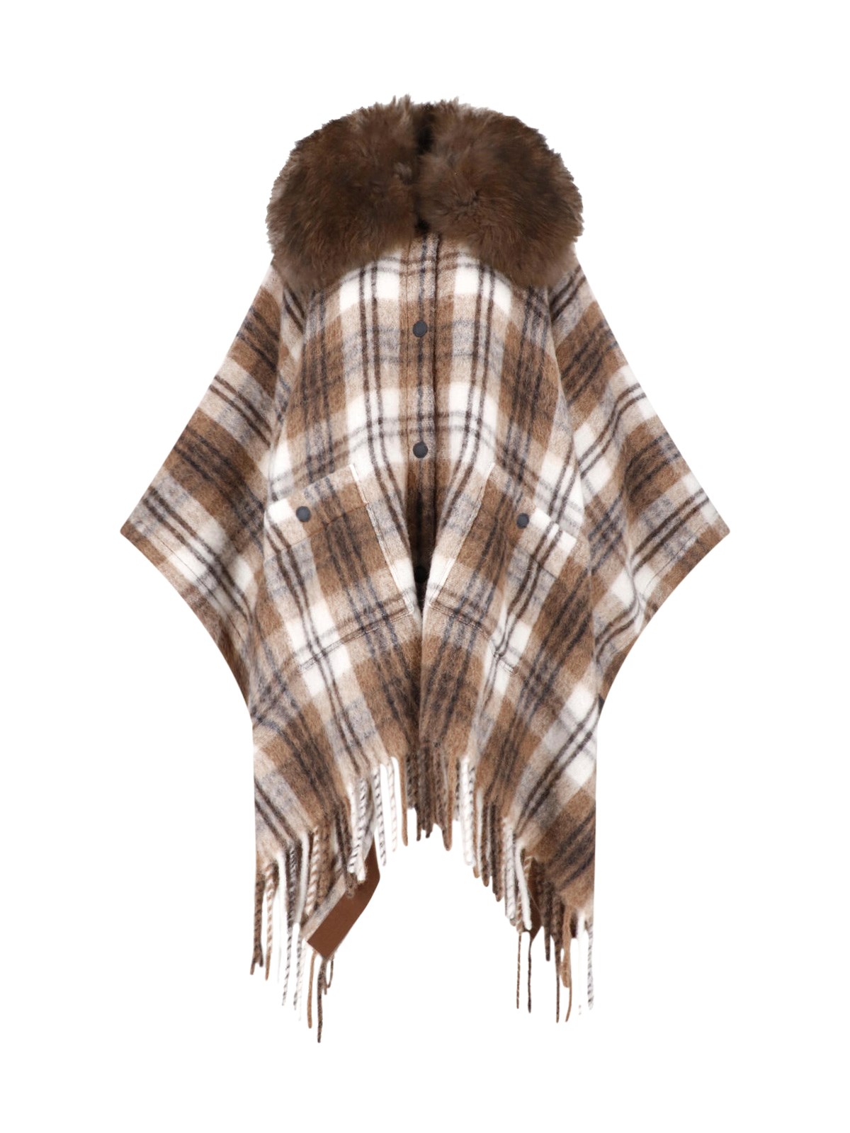 Moncler Grenoble Women's Multi Plaid Wool Cape