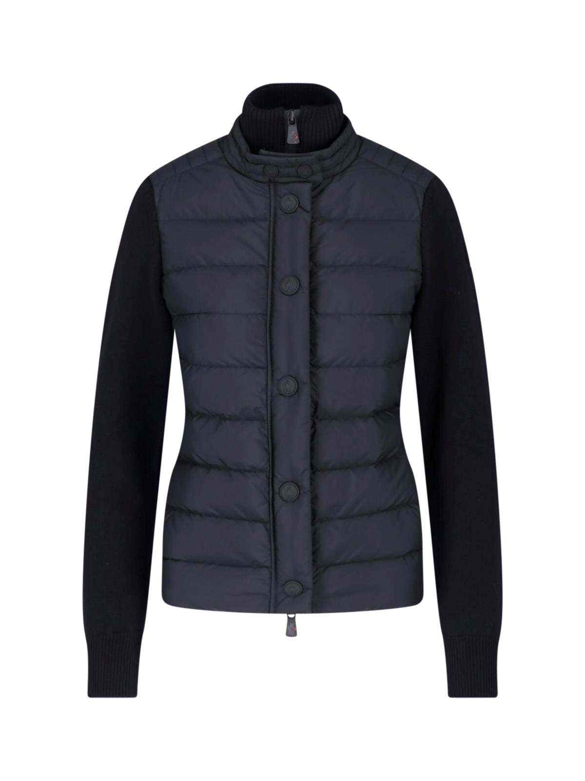 Moncler Grenoble Women's Black Padded Cardigan In Virgin Wool