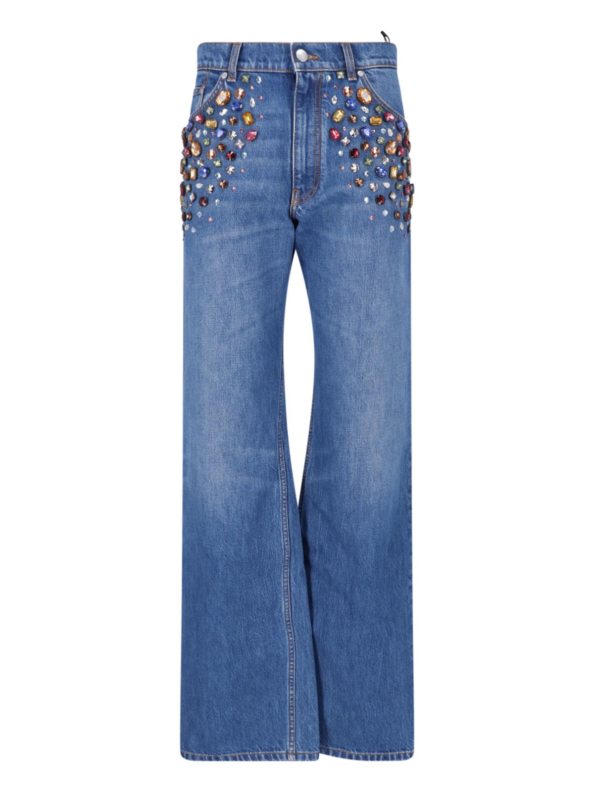 Stella Mccartney Donna Blu Jeans Dritti Con Applicazioni