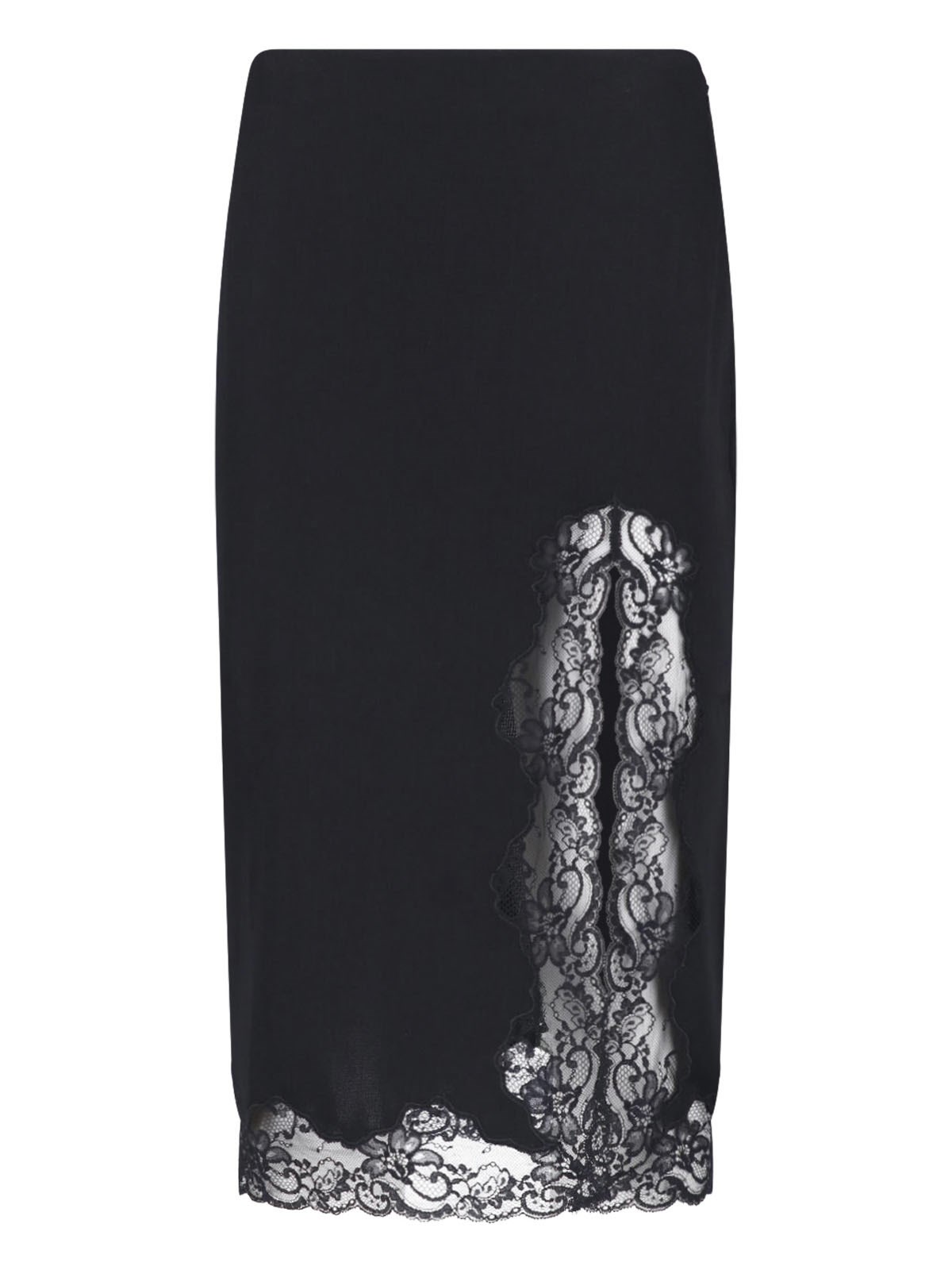 Balmain Donna Nero Gonna Midi Con Pizzo