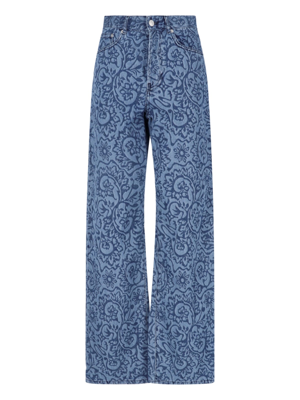Dries Van Noten Donna Blu Jeans Dritti Stampati