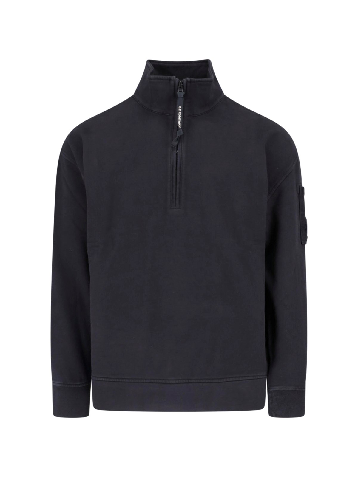 C.p. Company Men's Black Zip Logo Sweatshirt