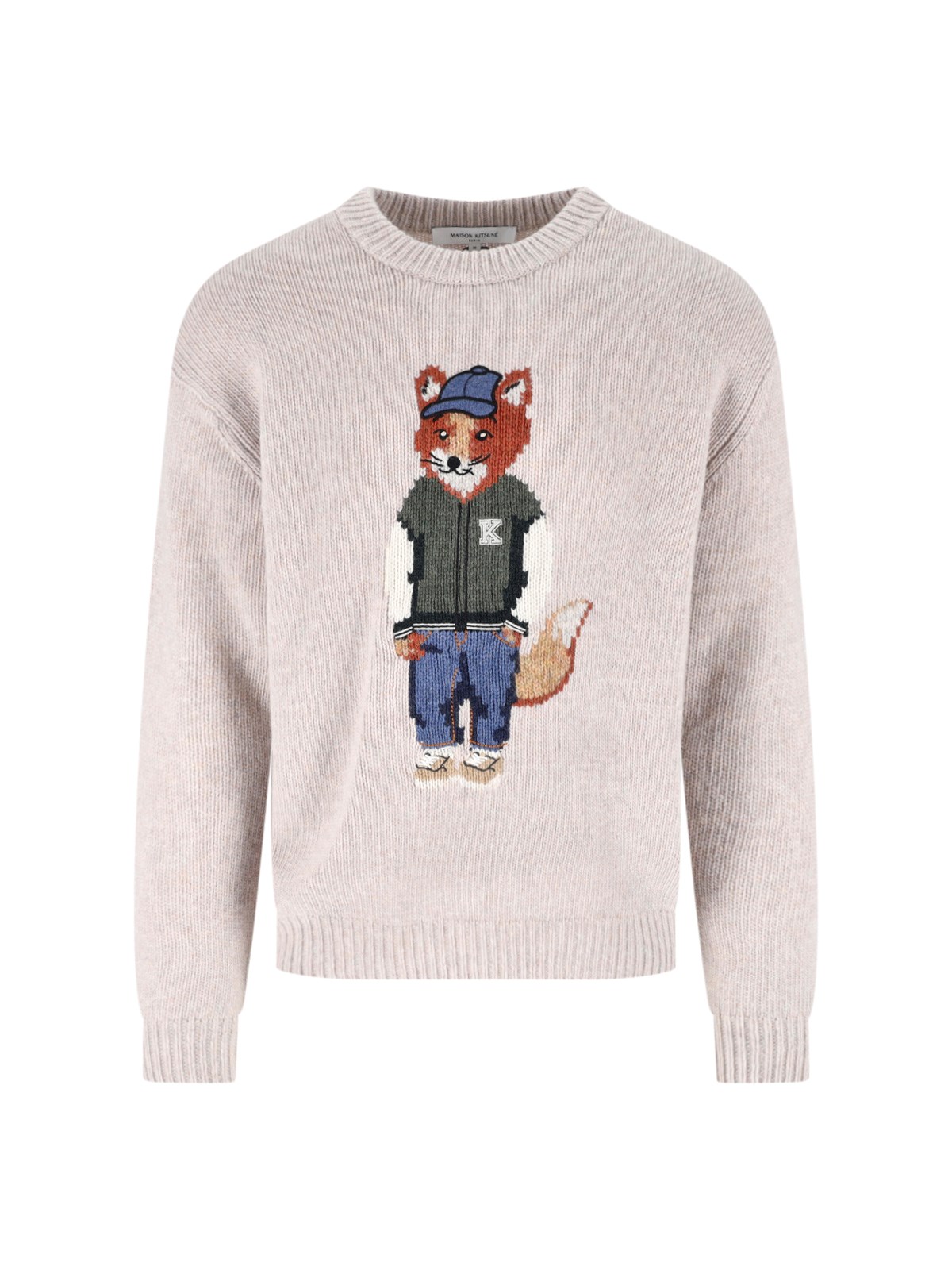 Maison Kitsuné Uomo Beige Maglione “Dressed Fox”