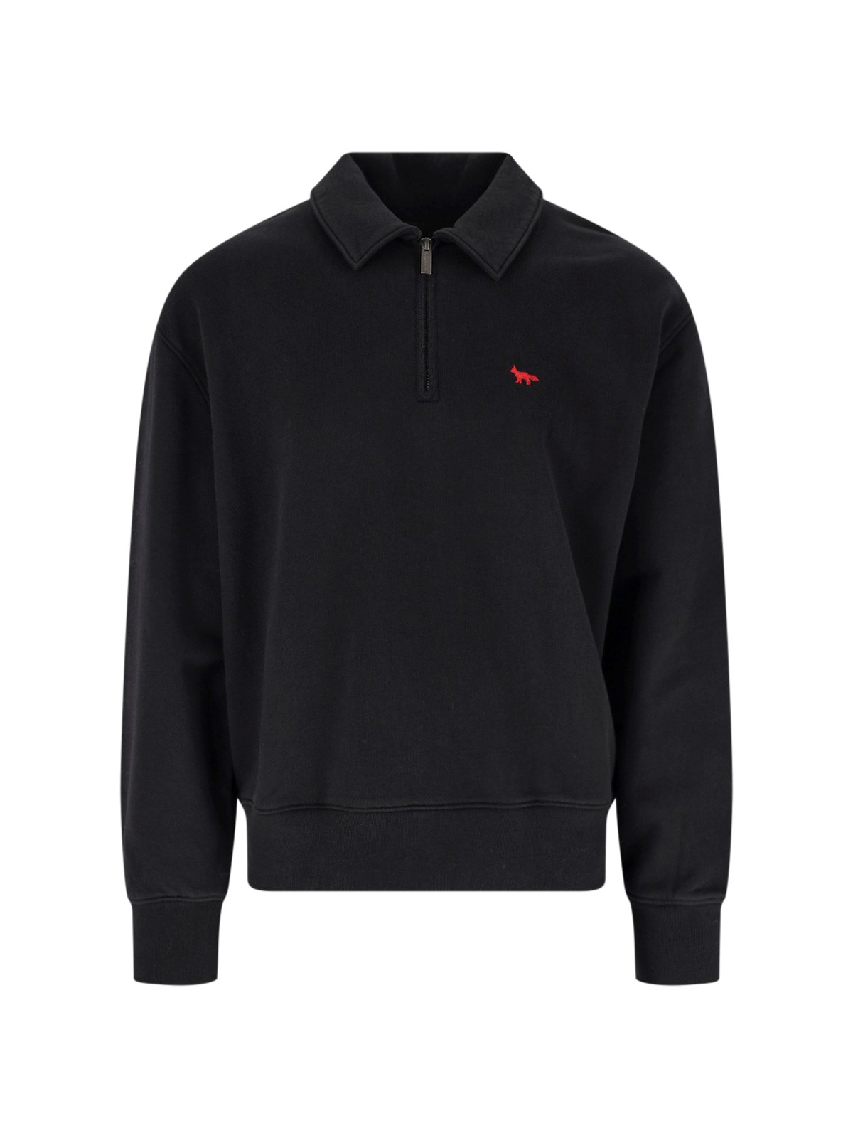 Maison Kitsuné Uomo Nero Felpa Zip "Profile Fox"