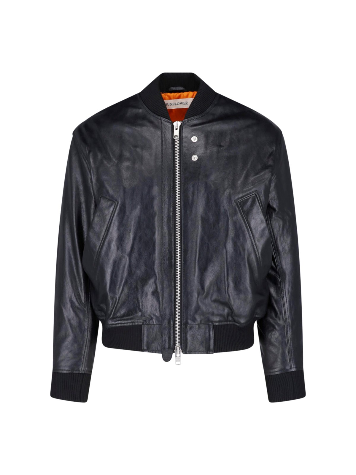 Sunflower Leather Bomber Jacket — Black