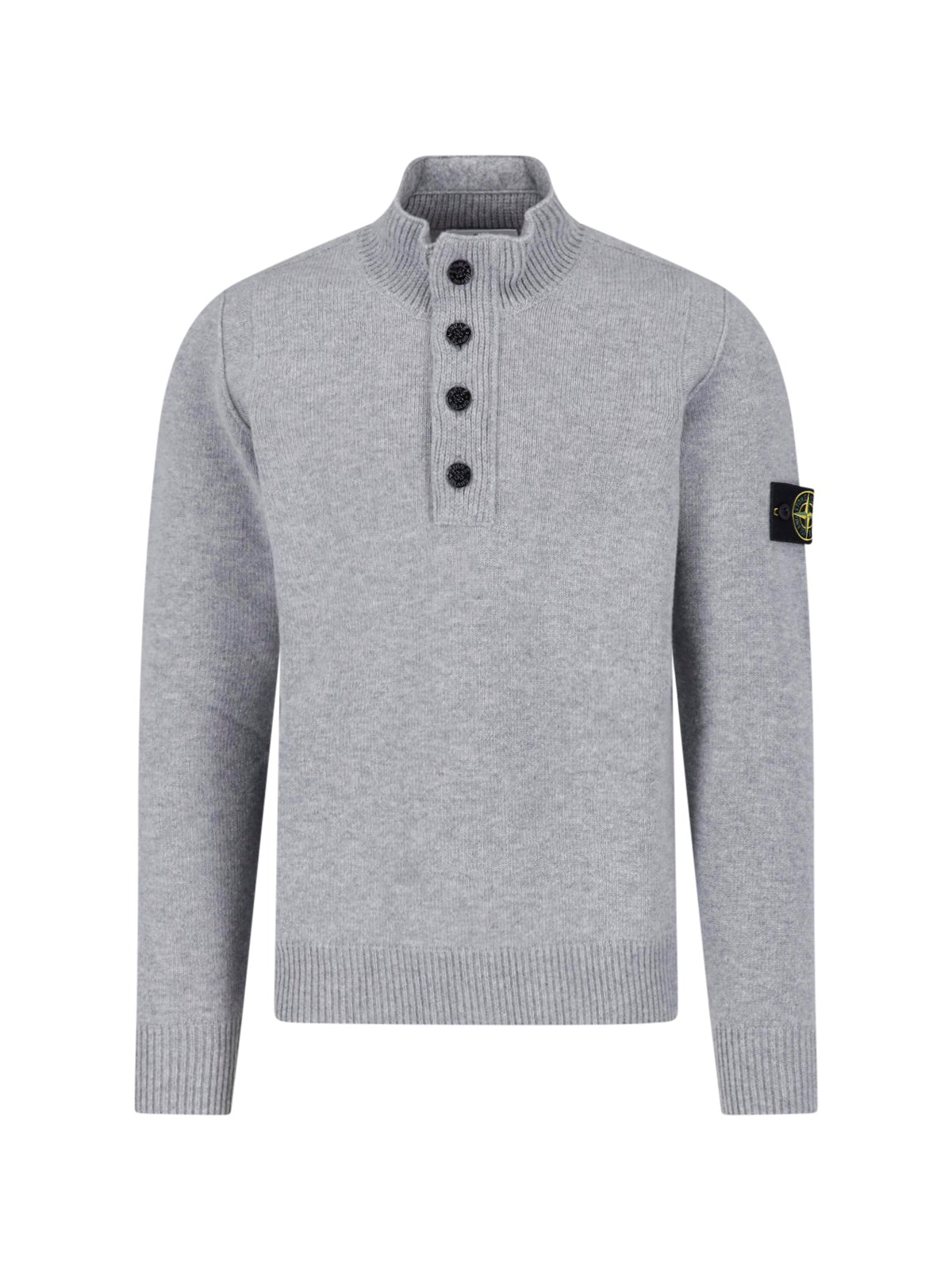 Stone Island Men's Grey Mélange Wool Blend Sweater - Image 2