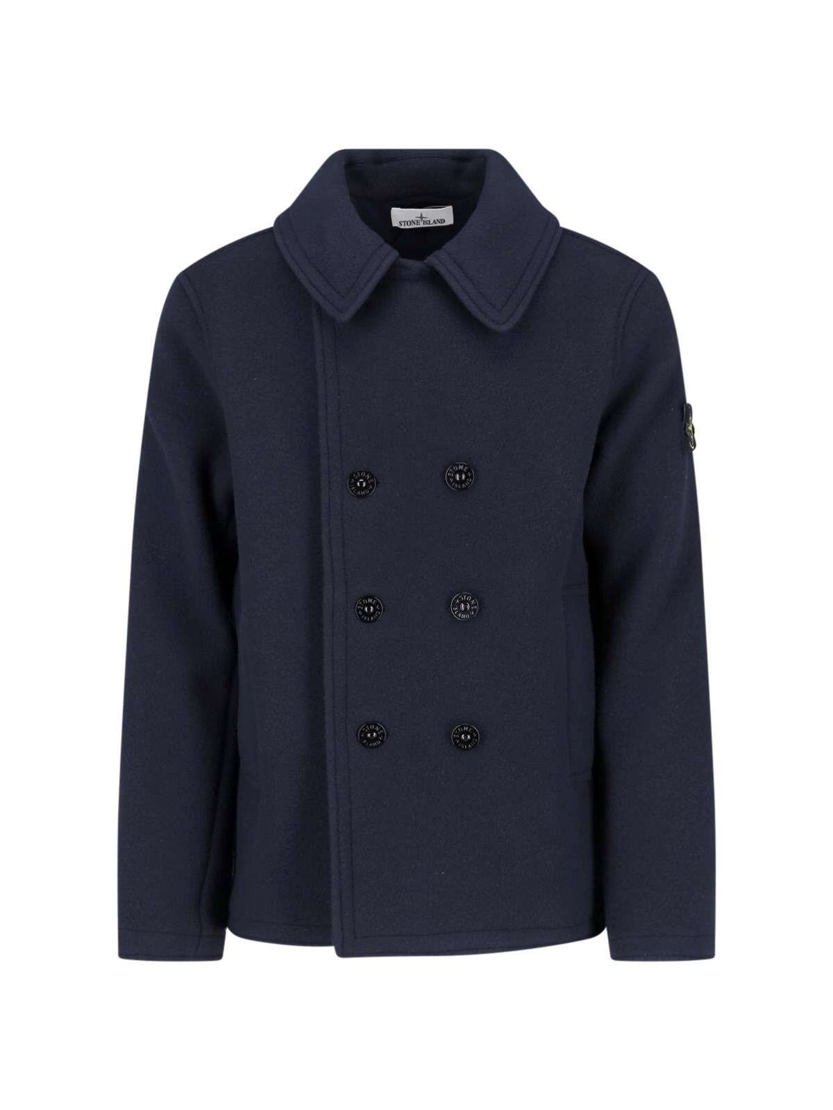 Stone Island Men's Blue Short Coat “Heavy Melton”