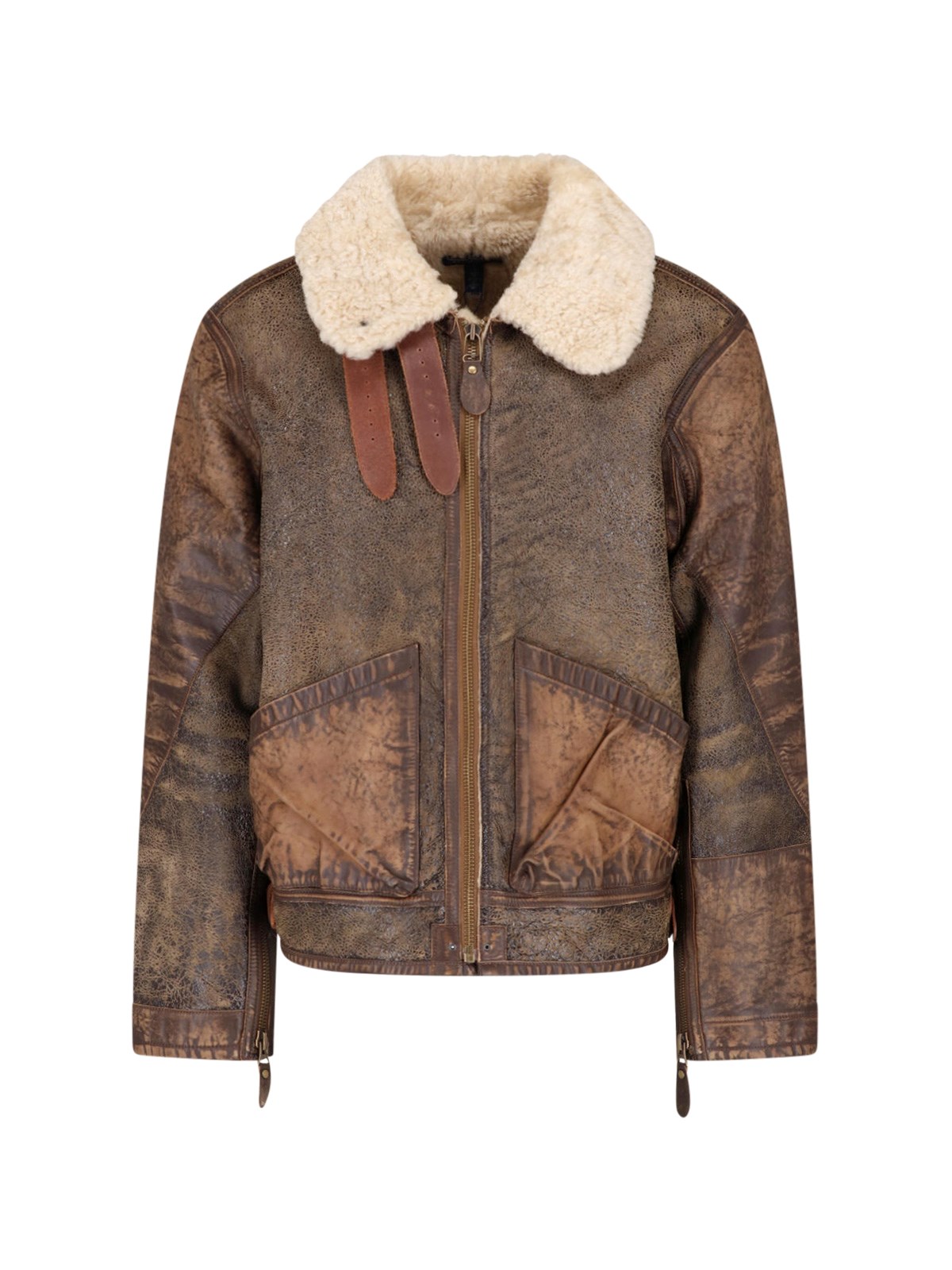 Polo Ralph Lauren Leather And Shearling Bomber Jacket