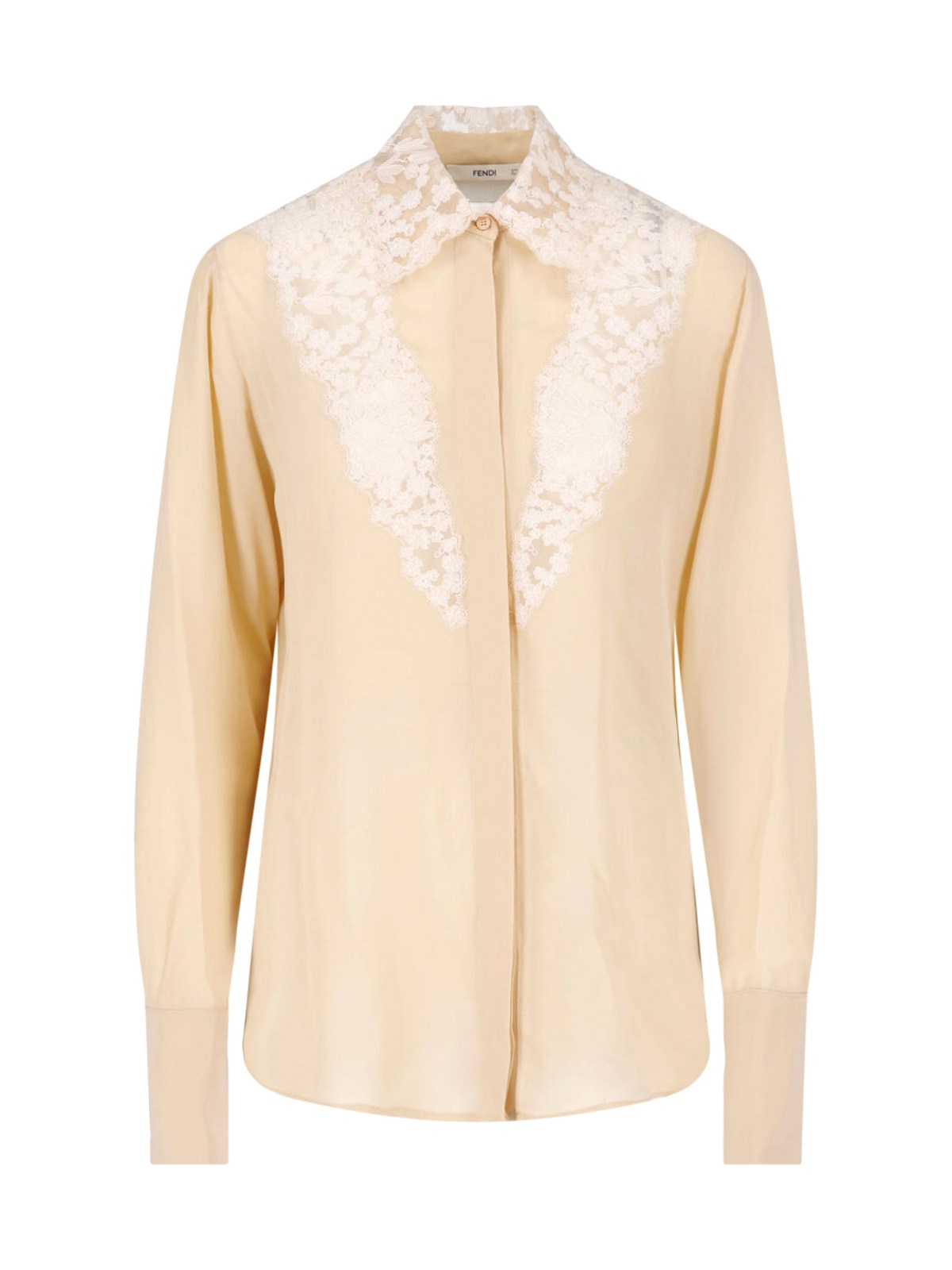 Fendi Silk Georgette And Lace Shirt