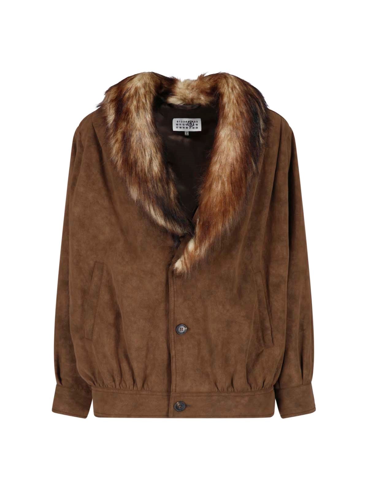 Mm6 Maison Margiela Women's Brown Faux Fur Jacket