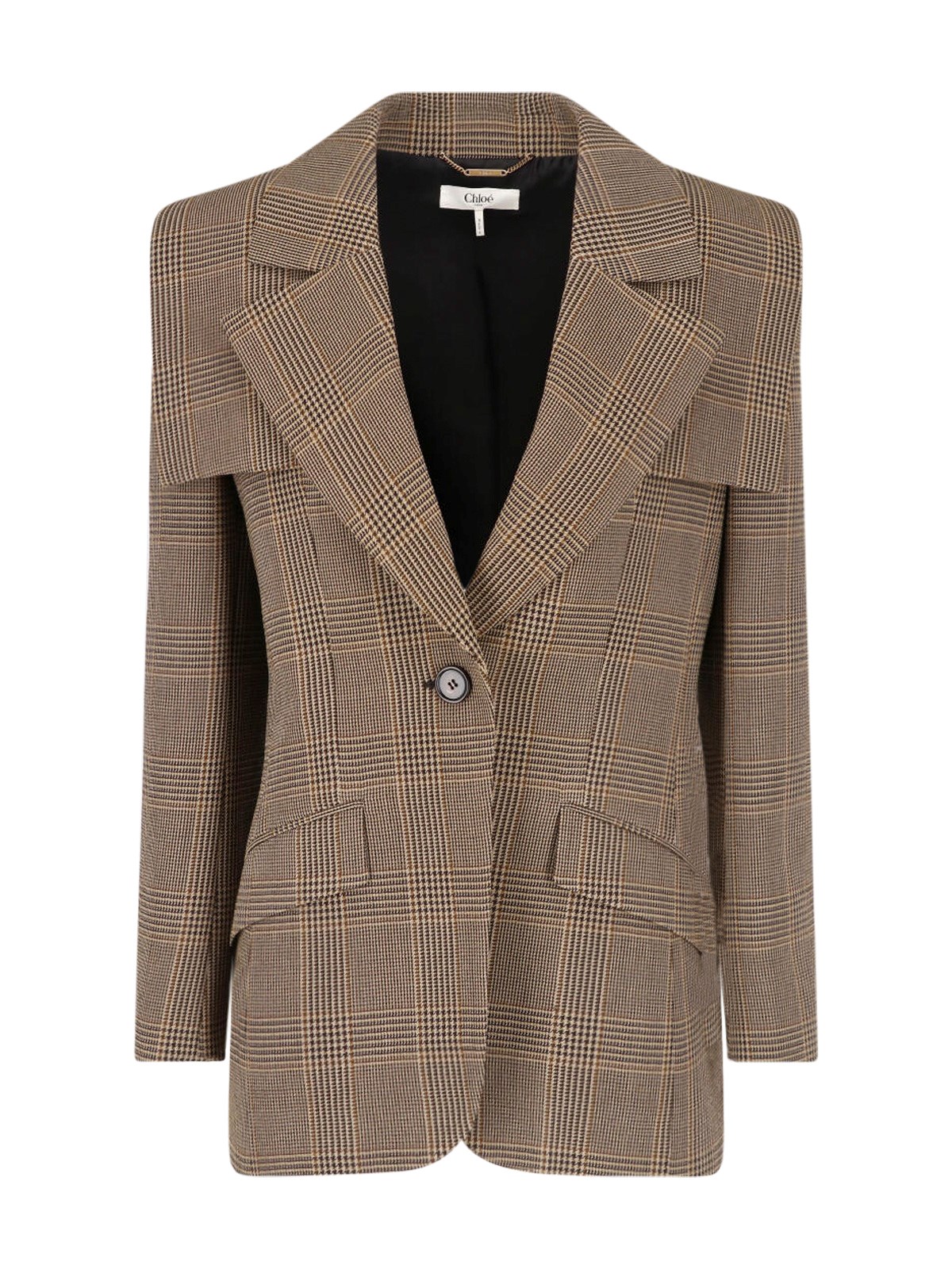 Single-breasted tailored jacket in Prince of Wales wool