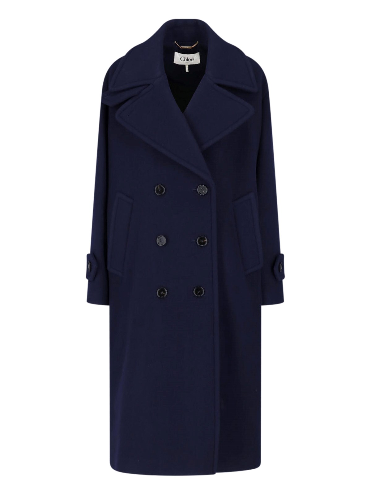Chloé Women's Blue Double-Breasted Virgin Wool Coat