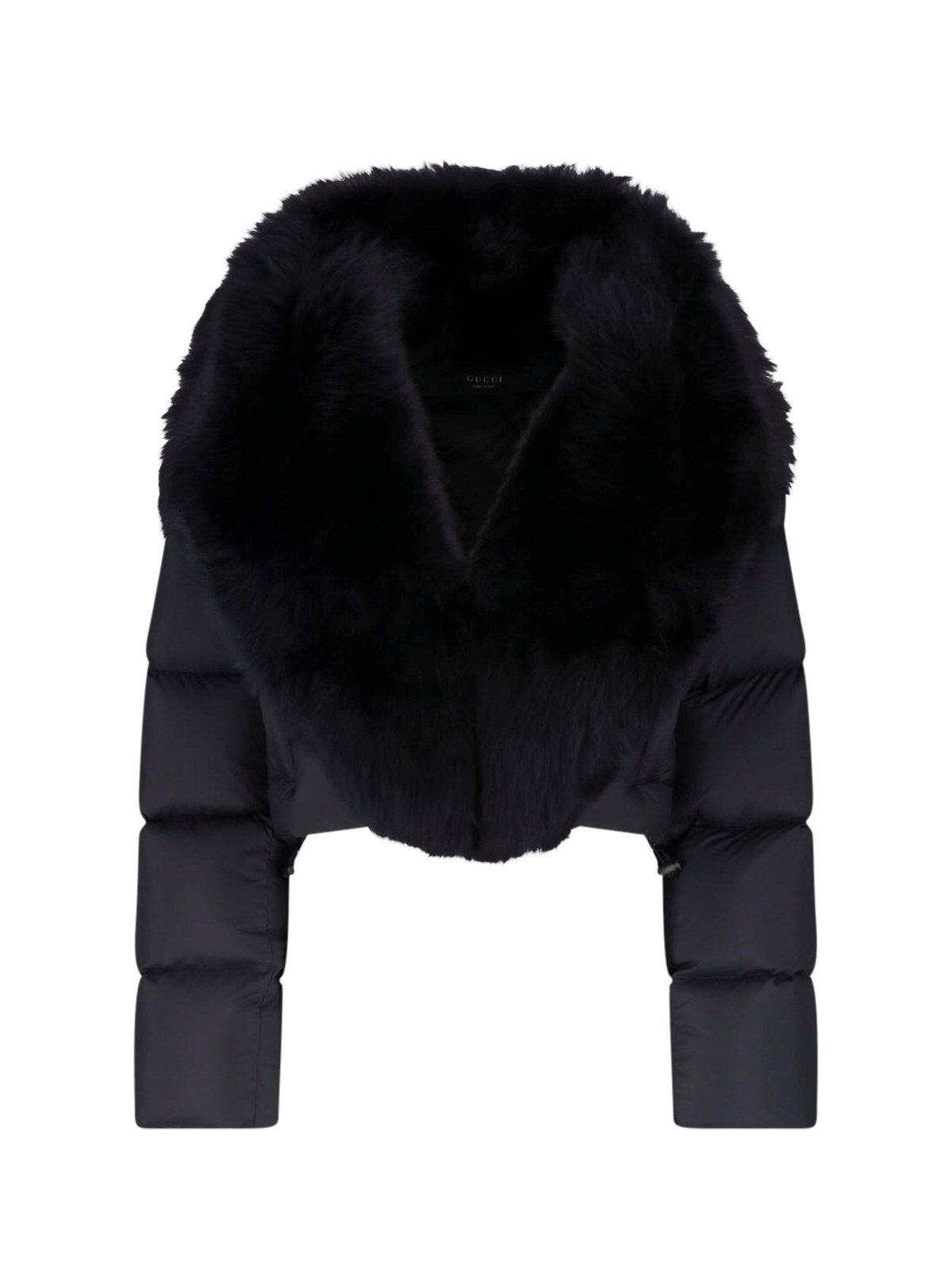 Short padded down jacket with shearling