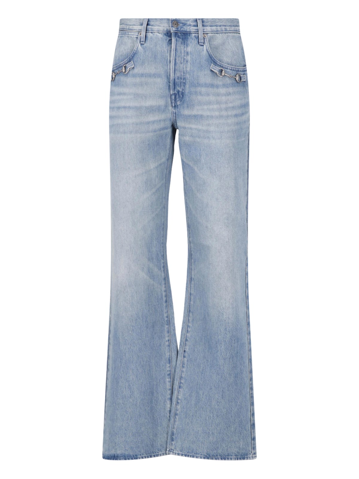 Flare pants in cotton denim with Horsebit