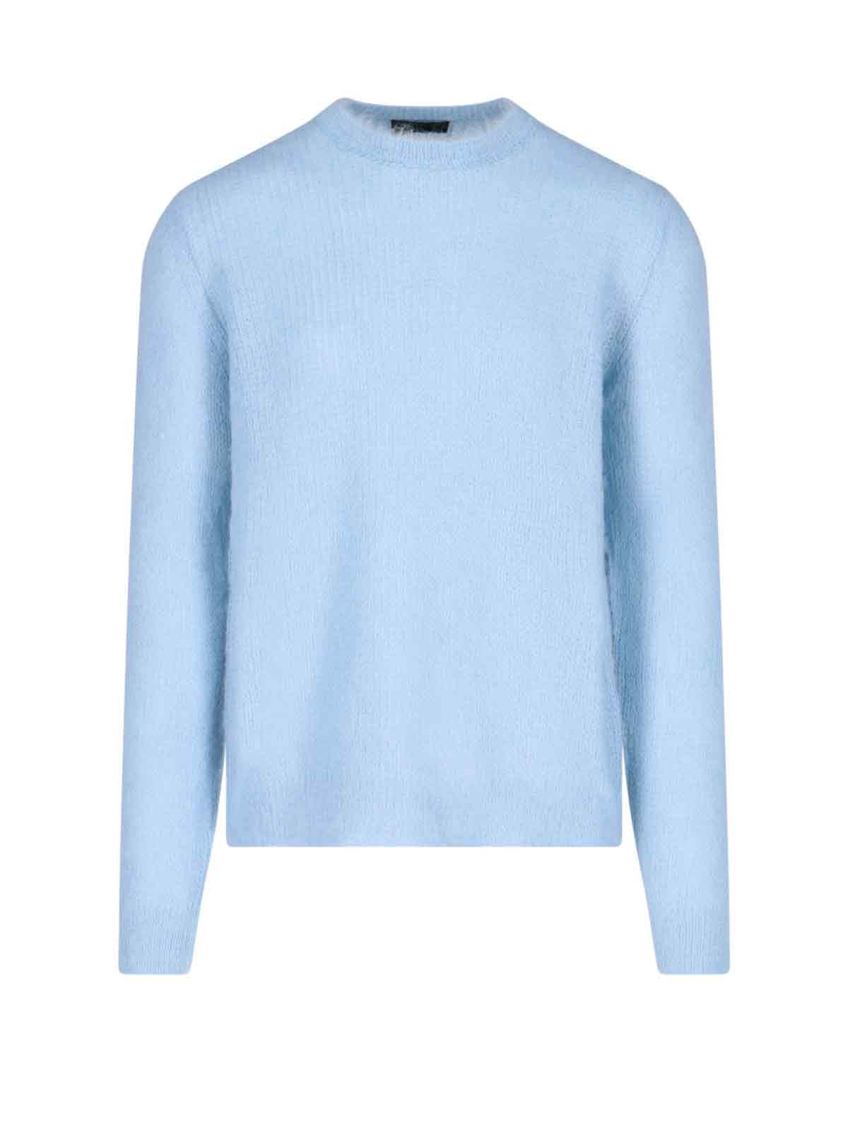 Shop Prada Rear Triangle Jumper In Light Blue