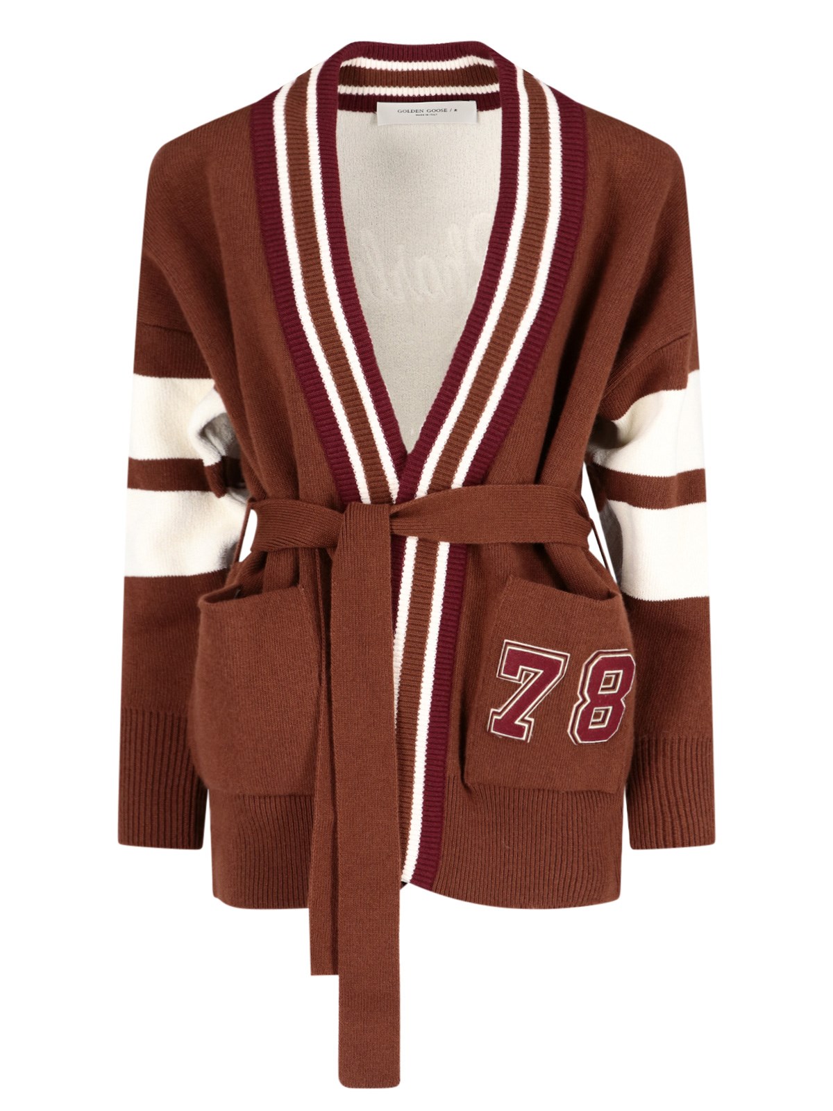 Golden Goose Journey Brown/white Cardigan In Marrone