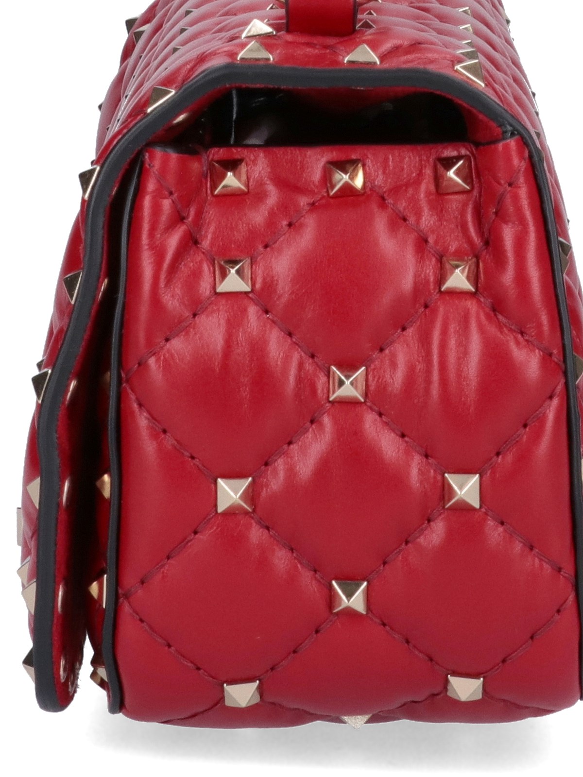 VALENTINO, 'Rockstud Spike' small quilted leather shoulder bag, RED, Women