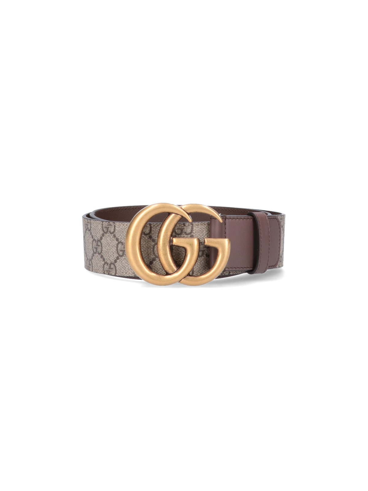 Shop Gucci 'gg' Pattern Belt In Beige
