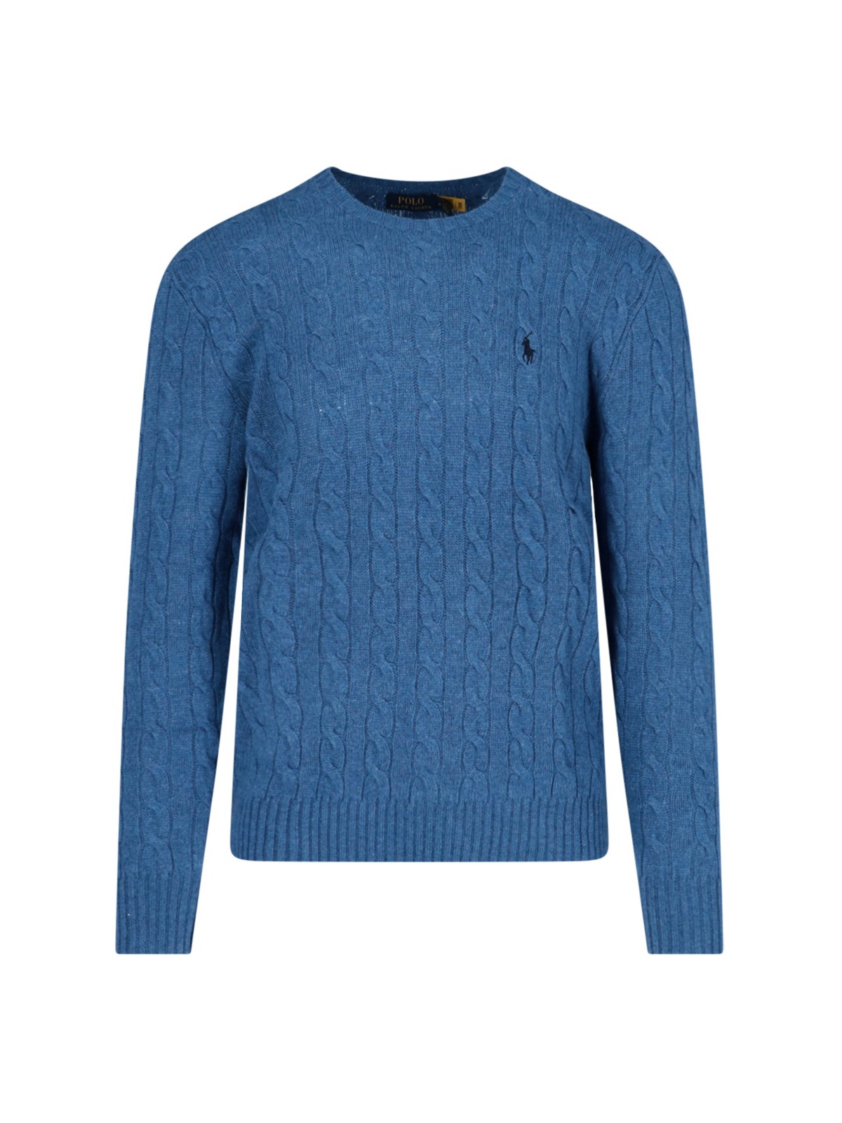 Polo Ralph Lauren Logo-embroidered Cable-knit Cotton Sweater In Blu