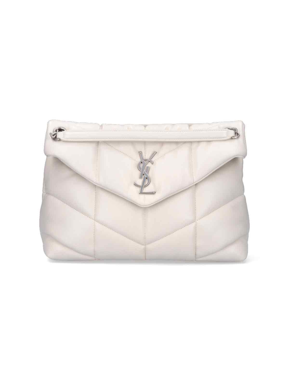 Shop Saint Laurent Medium Shoulder Bag ‘loulou Puffer' In Cream