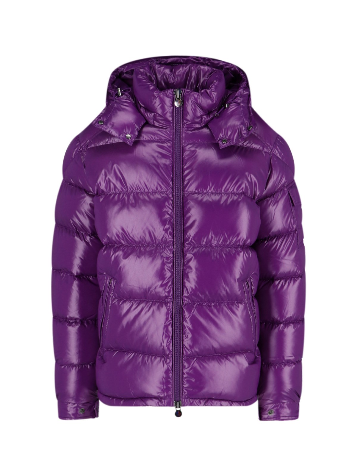 Moncler Maya Quilted Shell Hooded Down Jacket In Viola