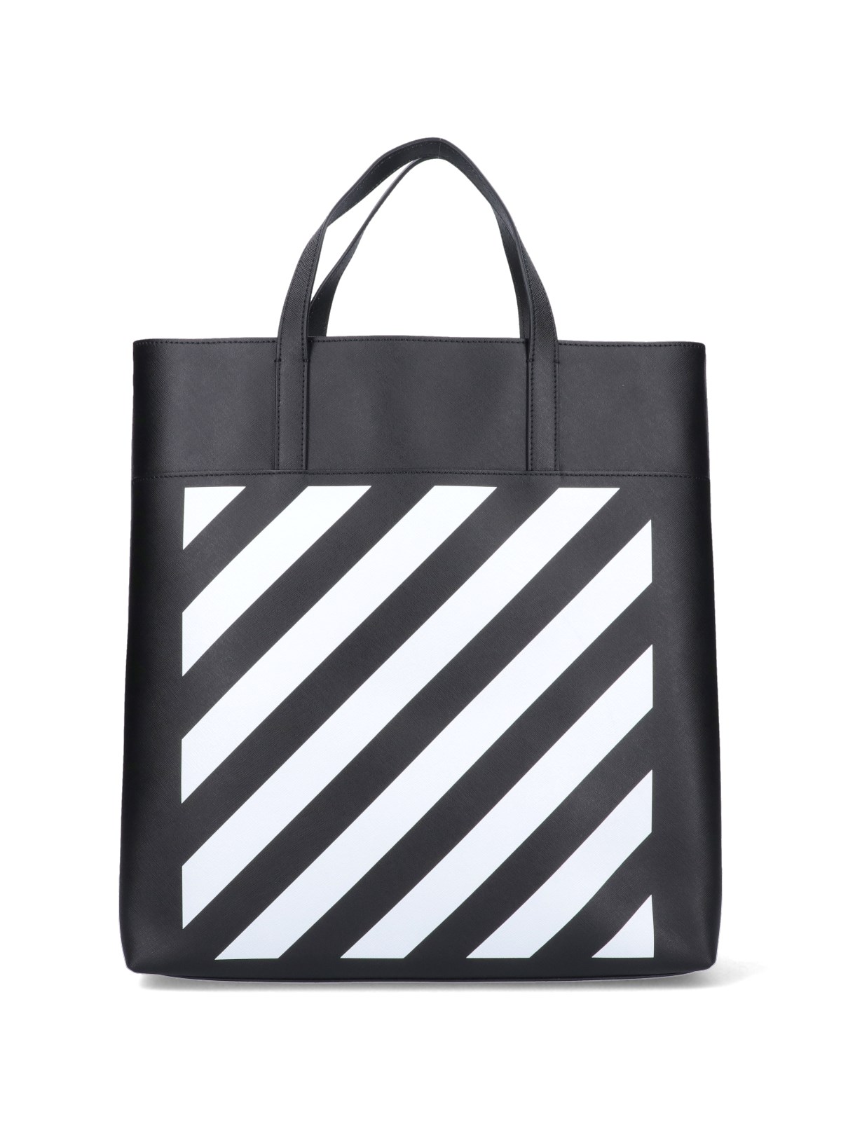 Off-white Binder Diag Saffiano Tote In Nero | ModeSens