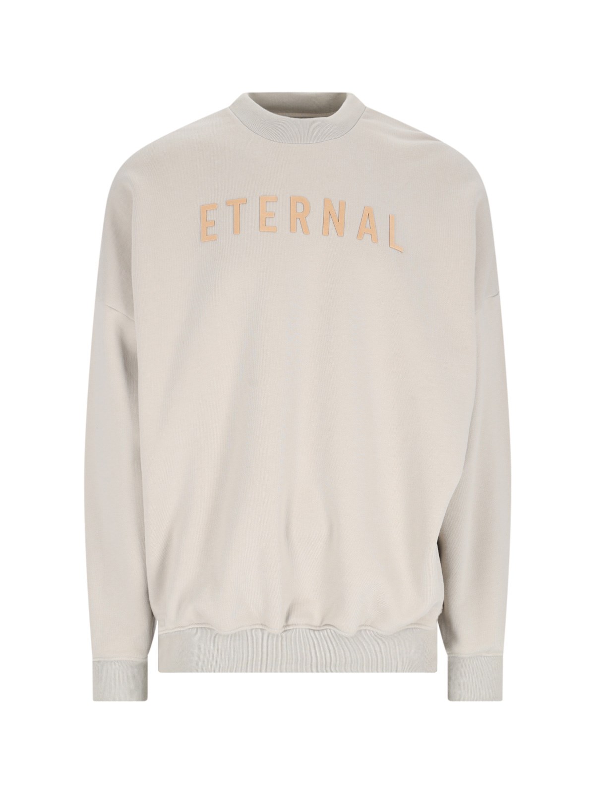 Fear Of God Logo-embroidered Long-sleeved Cotton Sweatshirt In Beige