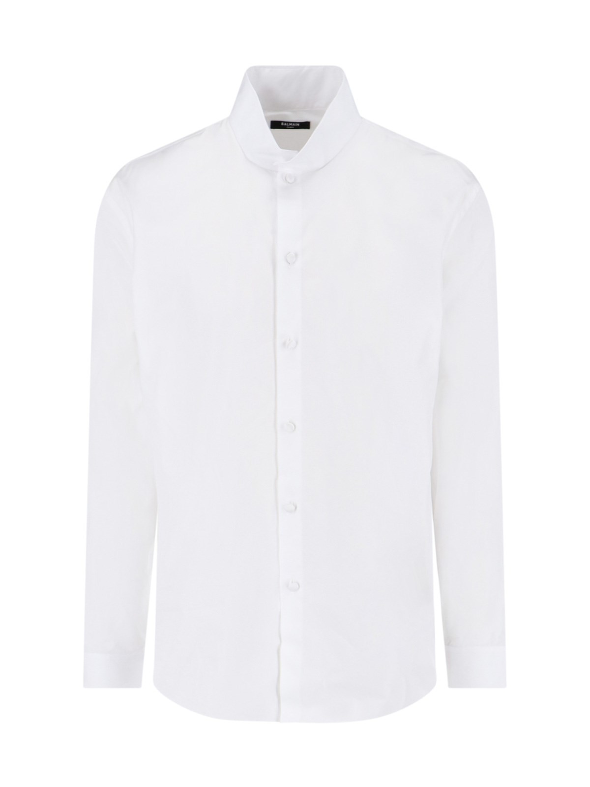 Shop Balmain Mandarin Collar Shirt In White