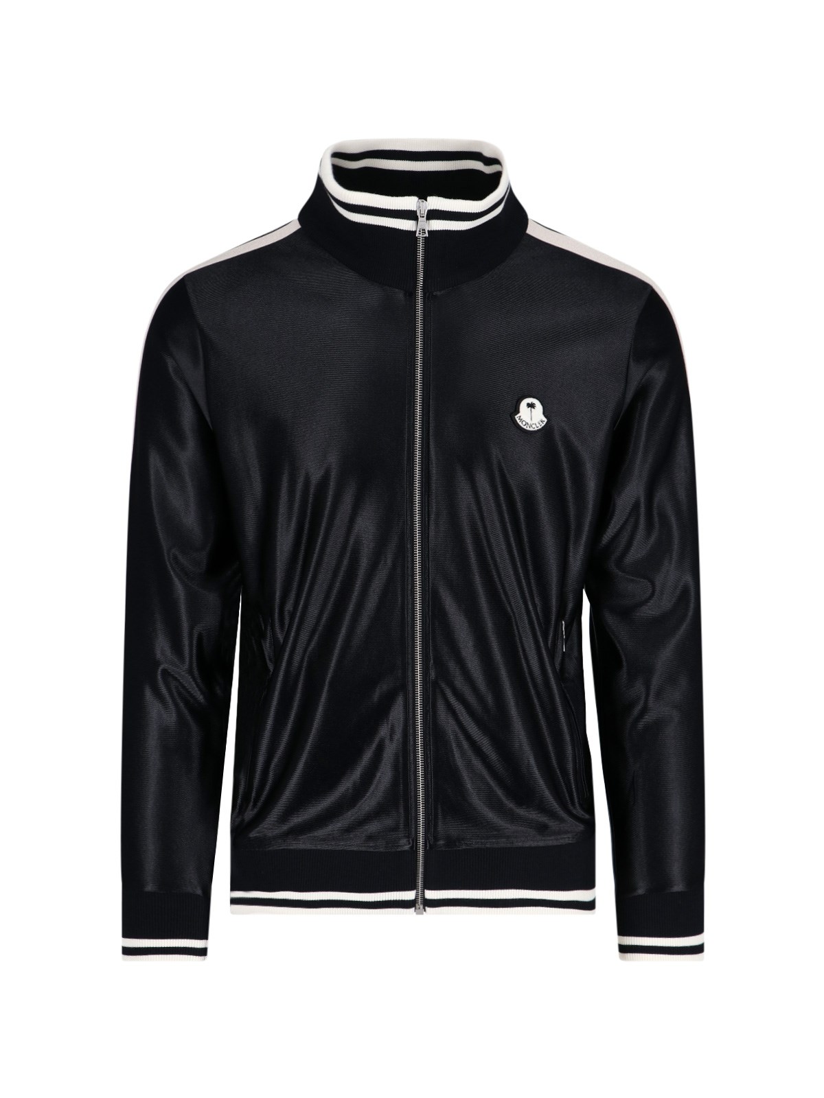 Moncler Genius Glossy Jersey Zip-up Track Jacket In Nero