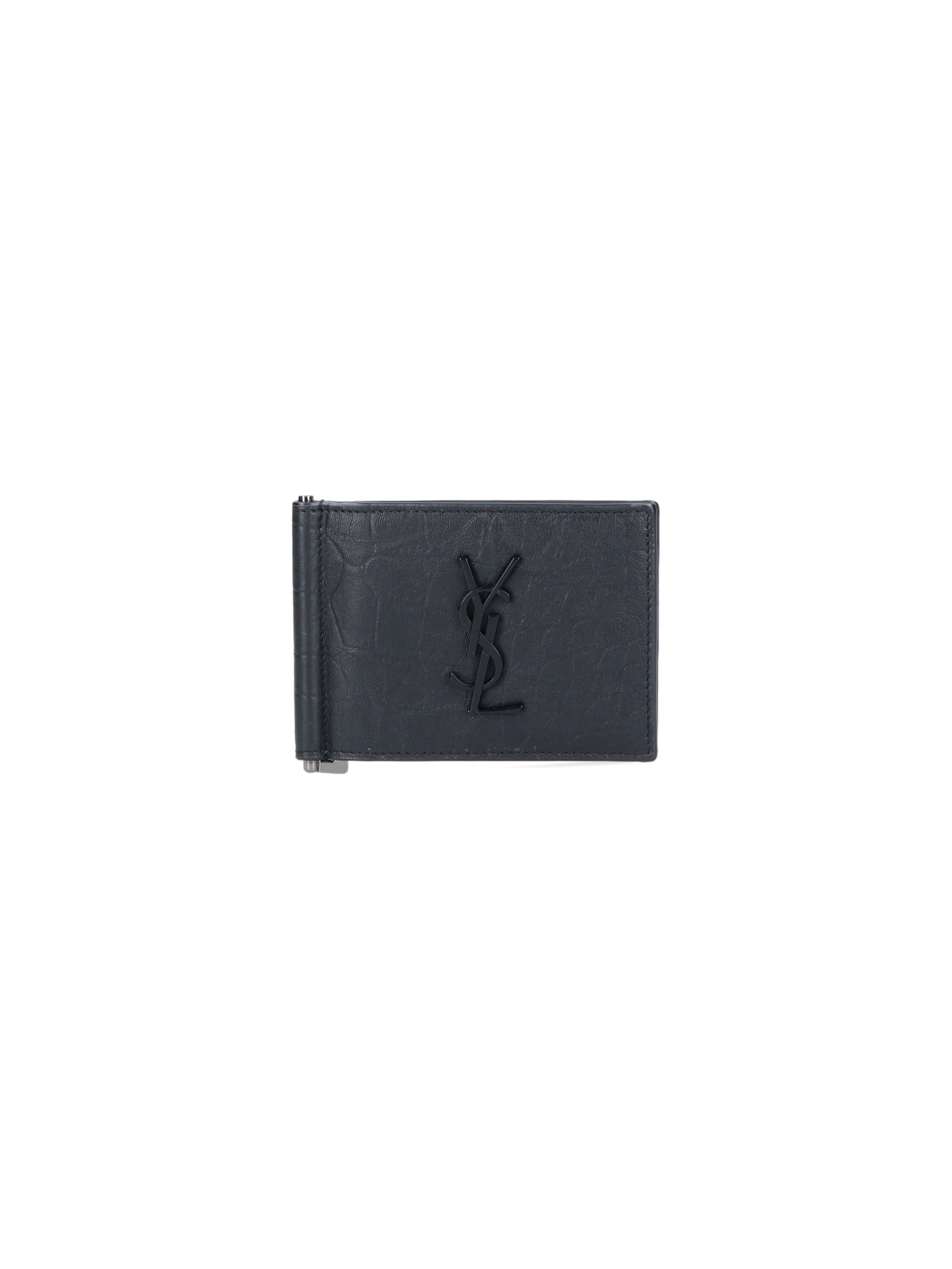 Saint Laurent Men's Money Clip Leather Bifold Wallet - Black - Nero