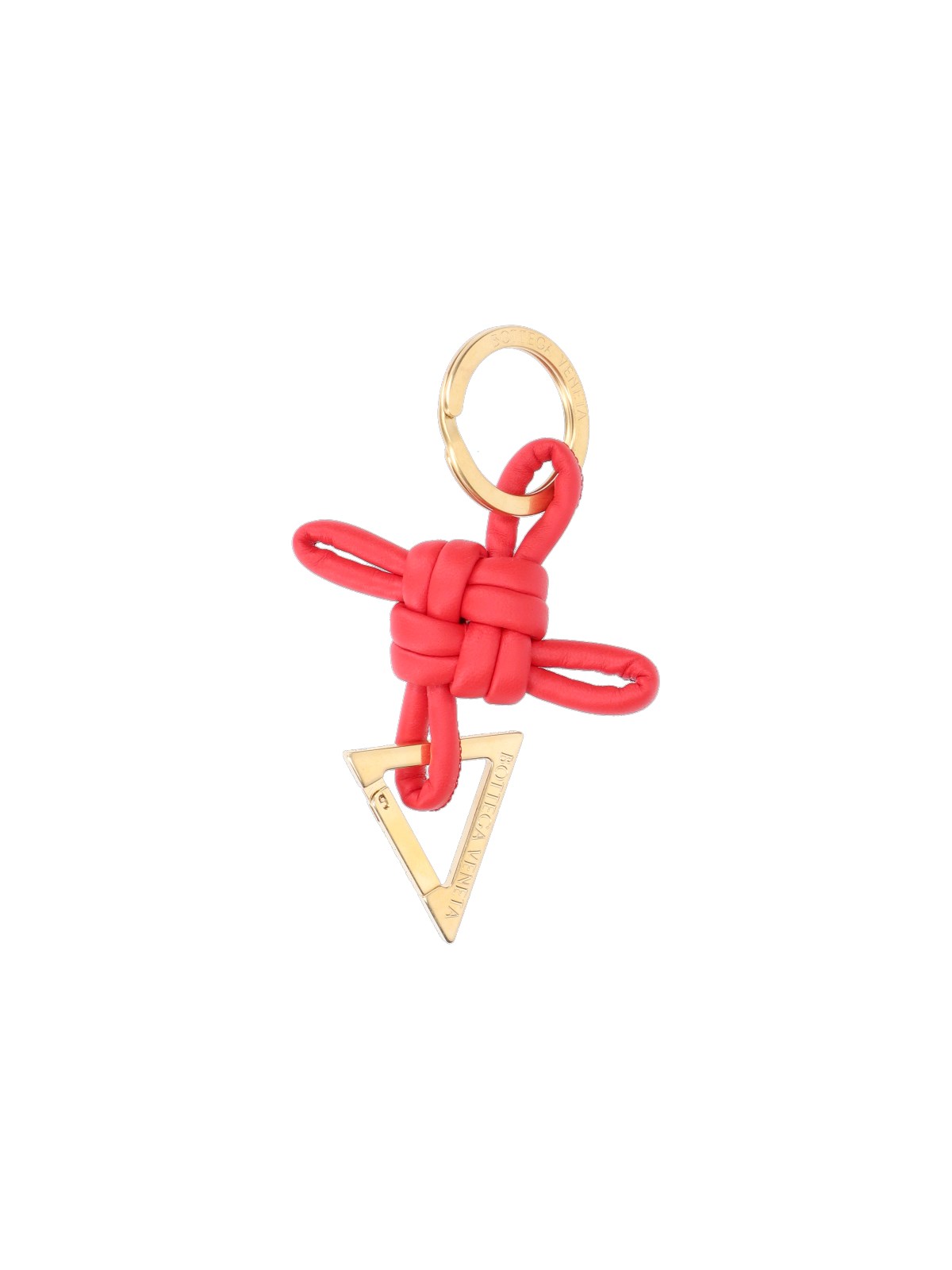 Bottega Veneta Triangle Leather Keychain In Red