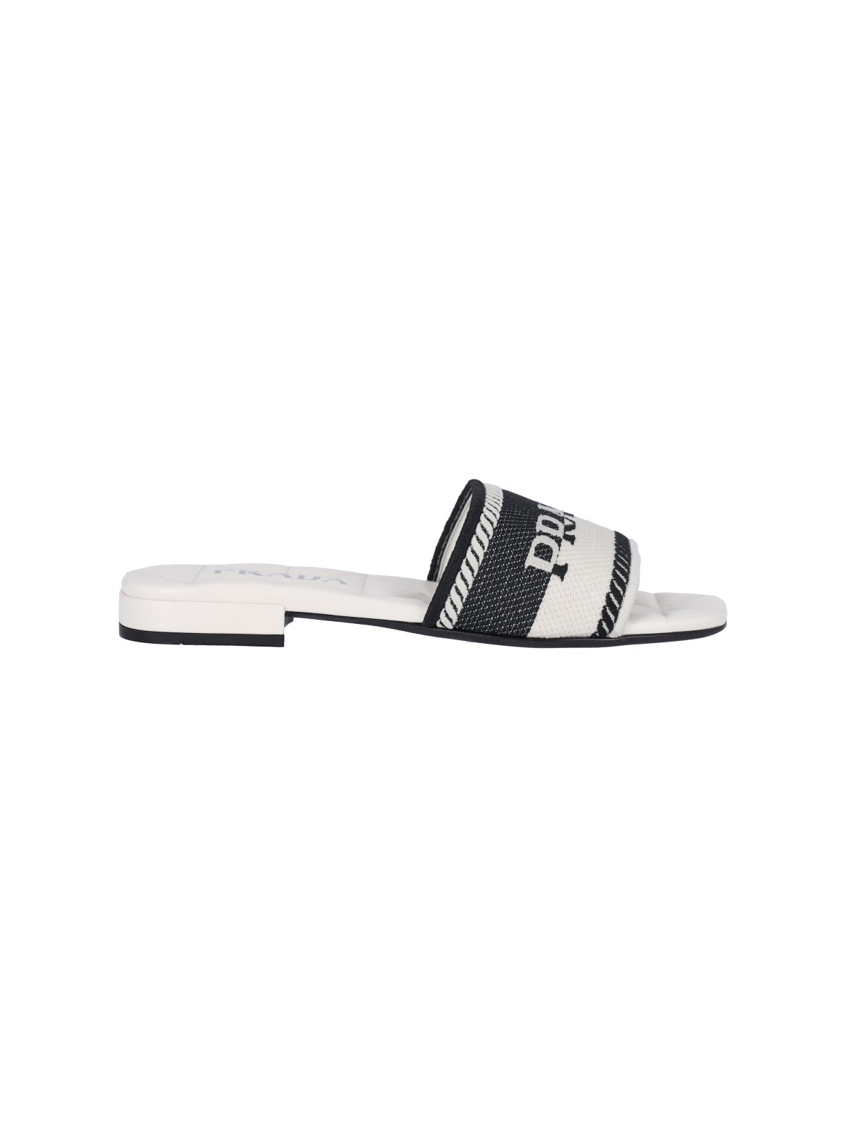 Shop Prada Two-color Slider Sandals In Nero