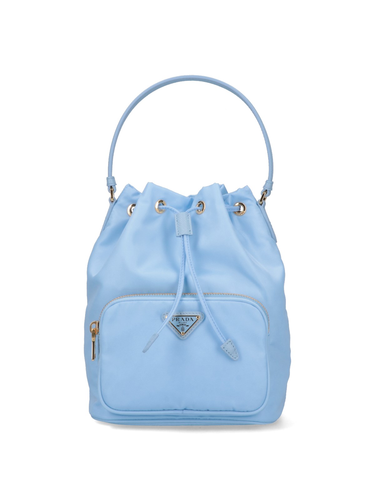 Prada Duet Leather Bucket Bag In Sky Blue | ModeSens