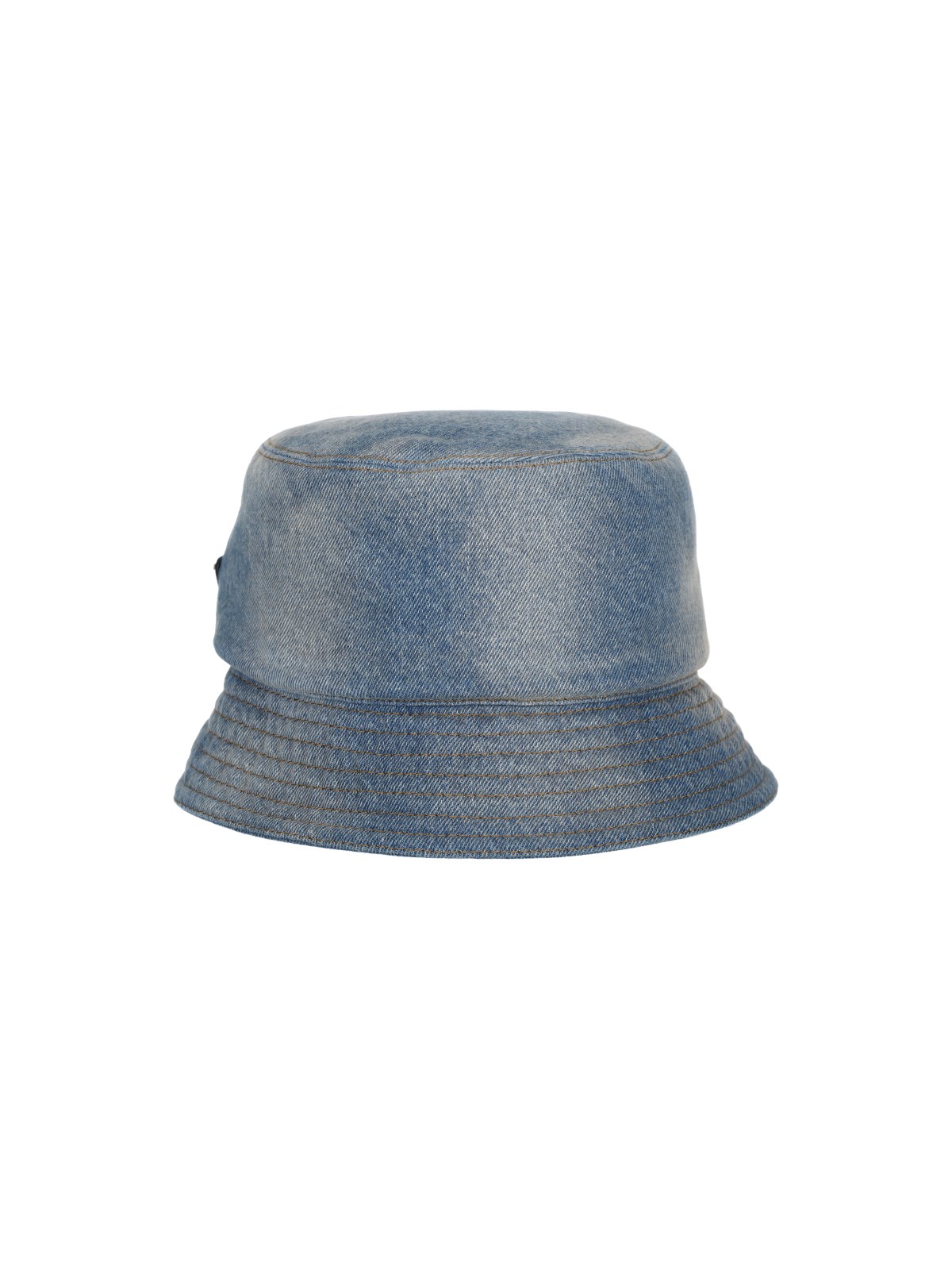 Prada Men's Triangle Logo Denim Bucket Hat In Azzurro