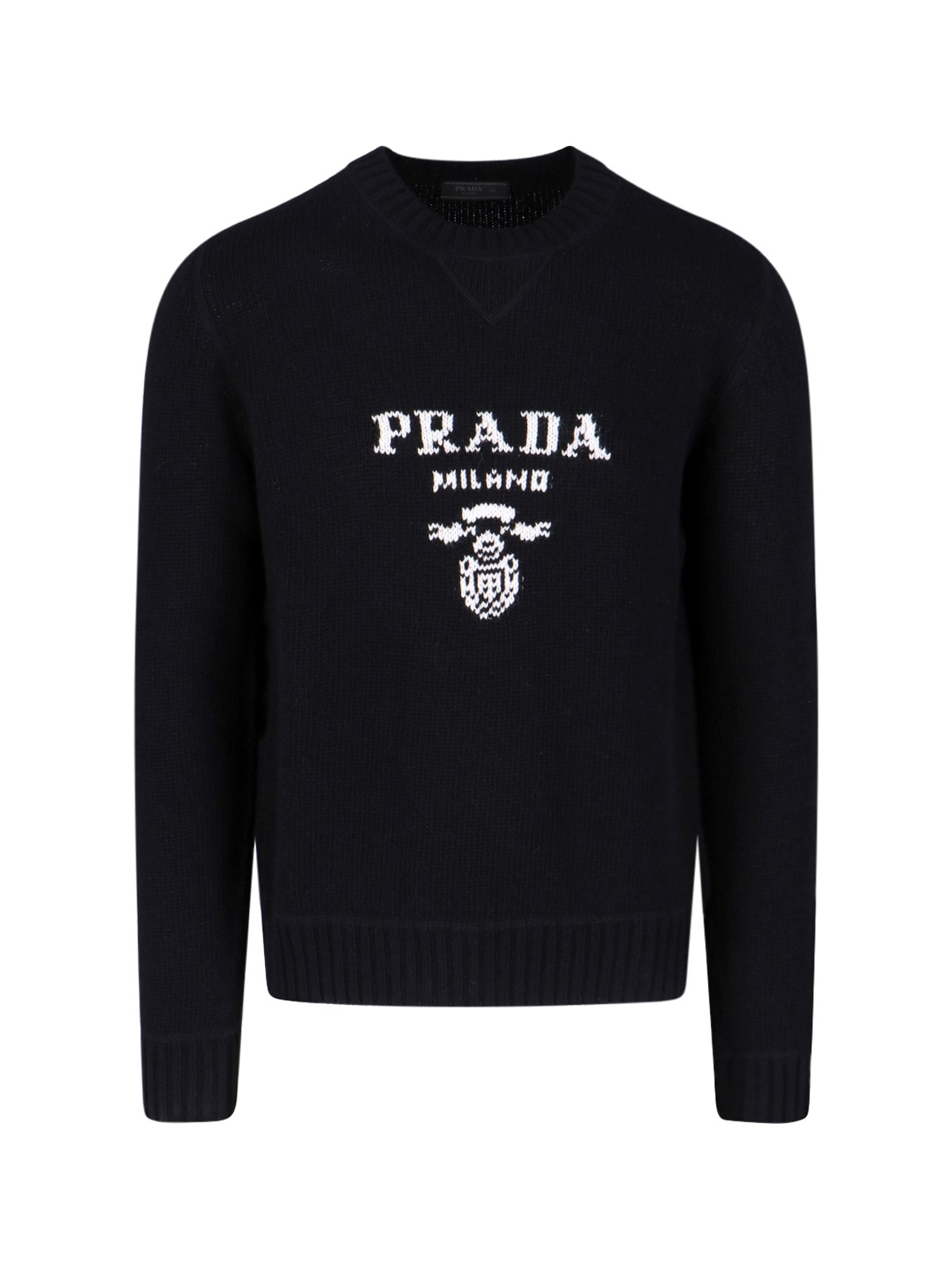 Prada Intarsia-knit Logo Sweatshirt In Black | ModeSens